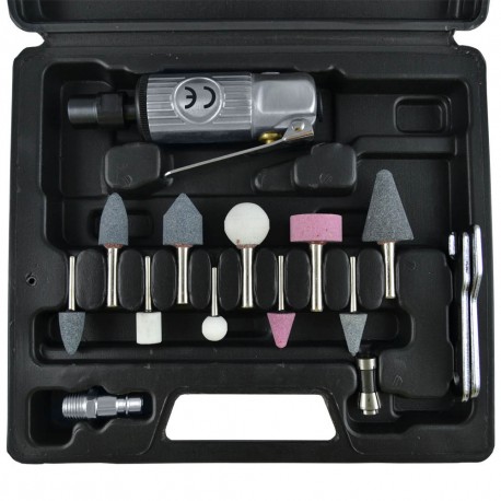 ESTUCHE CON AMOLADORA NEUMATICA, 16 PIEZAS