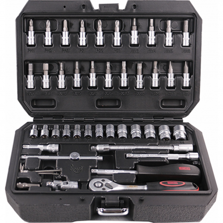 ESTUCHE LLAVES DE VASO CONEXION 1/4", 46 PIEZAS