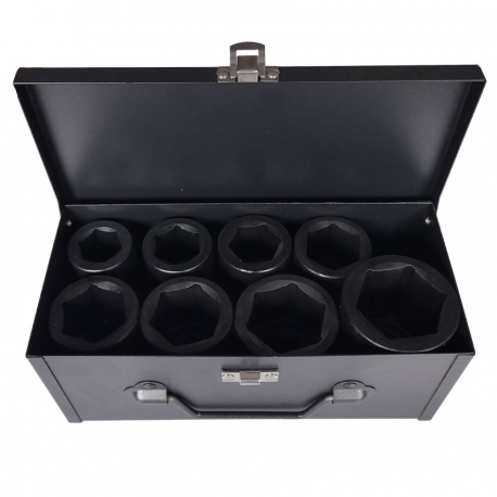 JUEGO VASOS IMPACTO LARGOS CONEXION 1" 6 CARAS 27-50MM. 8 PIEZAS