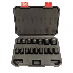 JUEGO VASOS IMPACTO CORTAS CONEXION 1/2" 6 CARAS, 16 PIEZAS