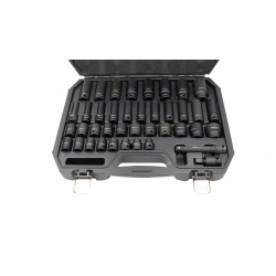 KIT LLAVES IMPACTO CORTAS Y LARGAS CONEXION 1/2" 40 PIEZAS