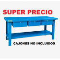 BANCO DE TRABAJO LARGO 1.850MM. ANCHO 800MM. ALTO 900MM, ESPESOR DE LA CHAPA 2MM.(CAJONES NO INCLUIDOS)