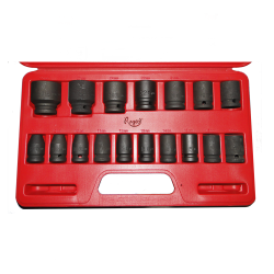 JUEGO 17 LLAVES VASO IMPACTO CORTAS CONEXION 1/2" 17 PIEZAS