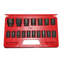 JUEGO 17 LLAVES VASO IMPACTO CORTAS CONEXION 1/2" 17 PIEZAS