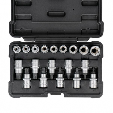 JUEGO PUNTAS TORX HEMBRE+VASOS CON PUNTAS TORX 19 PIEZAS