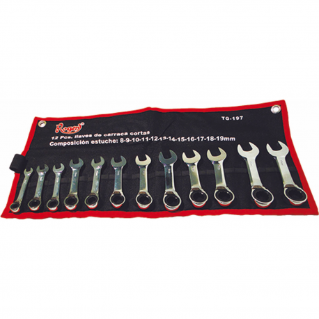 LLAVES DE CARRACA CORTA(72 DIENTES), 12 PIEZAS