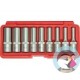 JUEGO VASOS TORX LARGOS, 9 UNIDADES